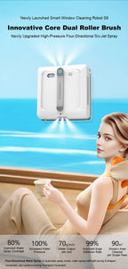 2026 Robot Window Vacuum Cleaner Liectroux S9,2 Roller Brusher,6-Way Water Spray,10000PA Suction,Home Wall Glass Cleaning Robot