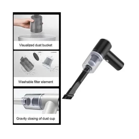 Mini Portable Vacuum Cleaner Portable Rechargeable Professional Wireless Car Cleaning 3 in 1 Blow Puff Makes Powerful Vacuum and...