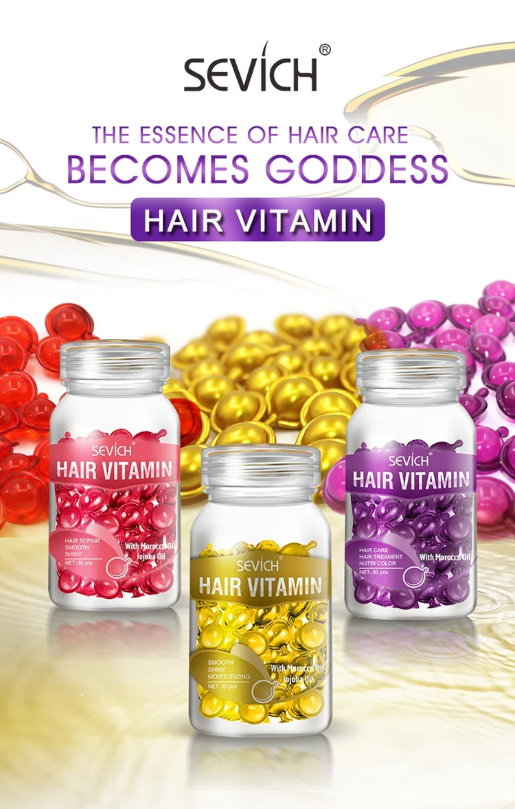 Sevich Smooth Silky Hair Vitamin Capsule Keratin Complex Oil Hair Care Repair Damaged Hair Serum Anti-Loss Moroccan Hair Oil