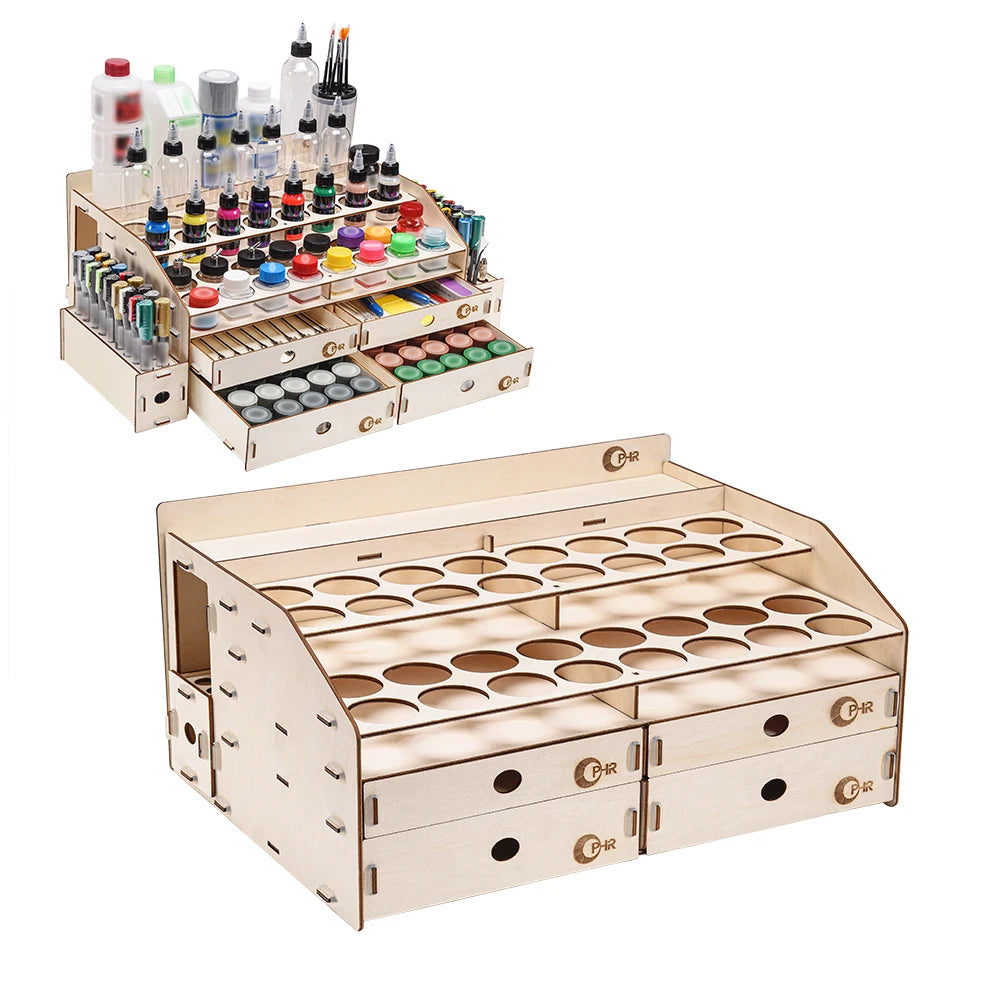 OPHIR Wood Paint Rack with Marker Pen Storage Rack Artist Supply Paint Rack Stand for Miniature Model Paint Acrylic Paint MG062