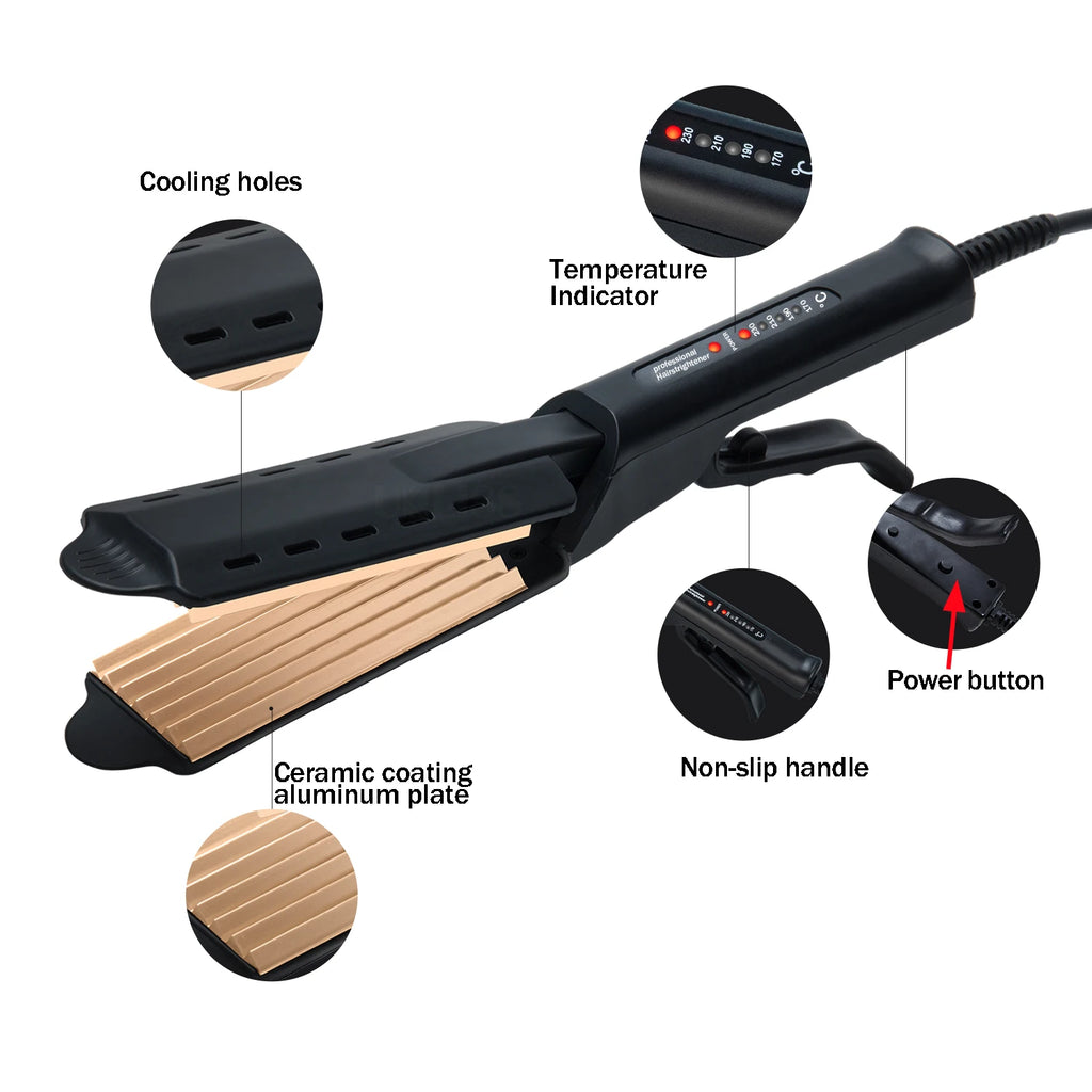 Hair Curler Flat Iron Corn Curls Corrugation Wave Ceramic Tourmaline Ionic Curling Iron Tongs Hair Styling Crimper Dropshipping
