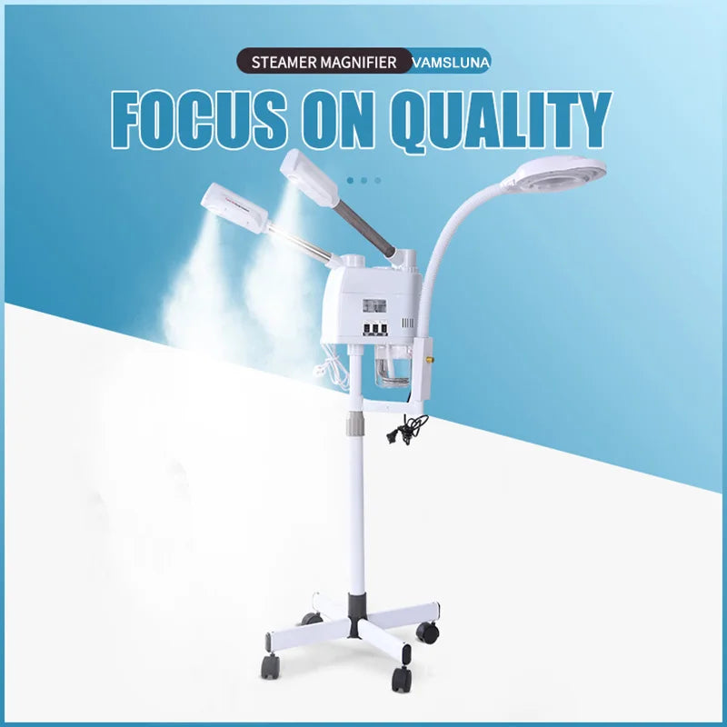 3 in 1 Facial Steamer Hot and Cold Steam with 8X LED Magnifying Lamp Ozone Nano Ionic Humidifier Vaporizer Aromatherapy Mist