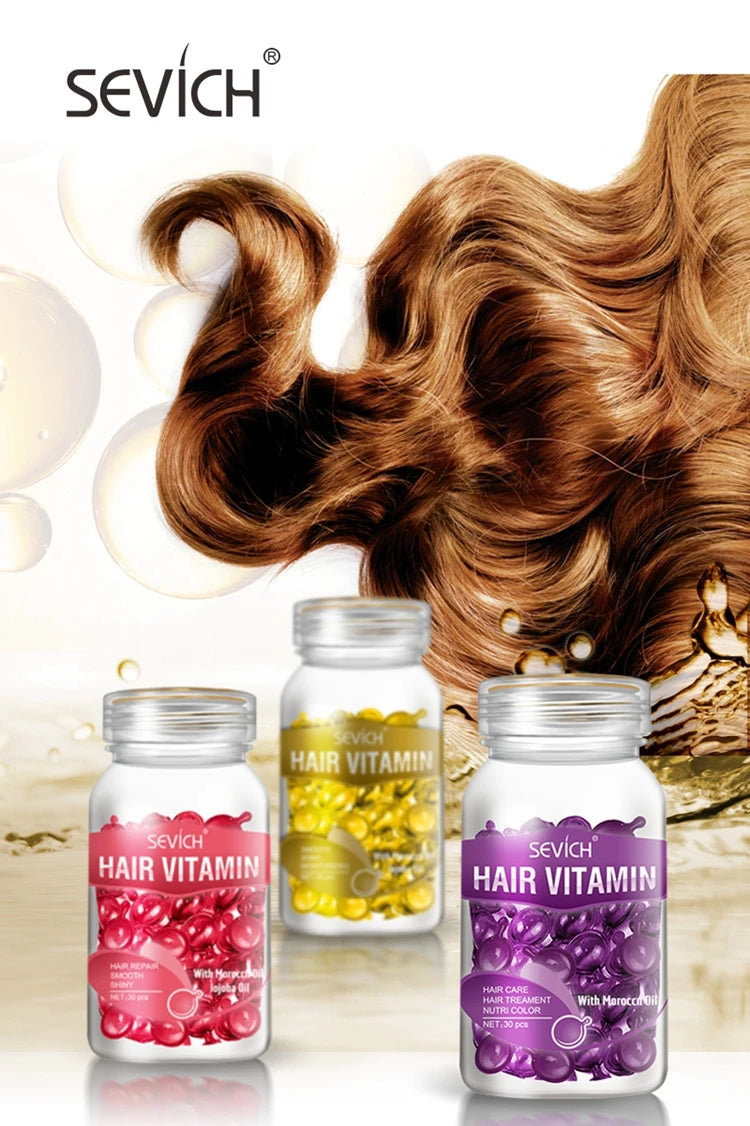 Sevich Smooth Silky Hair Vitamin Capsule Keratin Complex Oil Hair Care Repair Damaged Hair Serum Anti-Loss Moroccan Hair Oil
