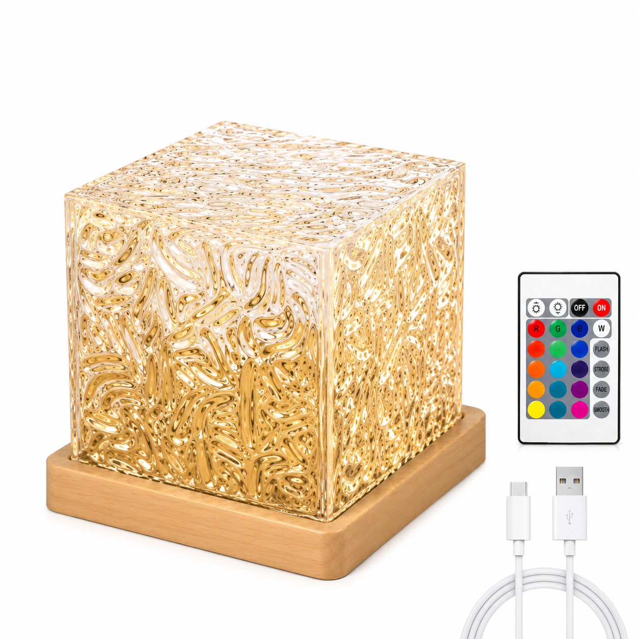 HOMEFISH RGB 16 Colors Night Light with Remote Ocean Wave Aurora Projector Rechargeable Table Lamp for Home Bedroom Decor