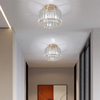 Modern Crystal Ceiling Light Flush Mount Ceiling Chandeliers Lamp LED Bedroom Corridor Entrance Lighting Fixtures E27 Gold Black