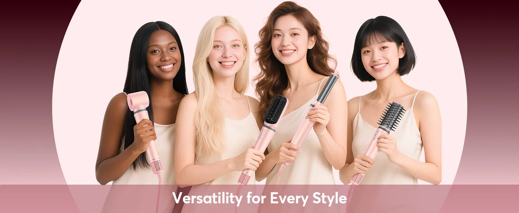 High Speed 5 in 1 Hair Dryer Hot Air Comb Set,Hair Brush Curling Iron Hair Straightener Styling Tool For Blow Dryer Gift Box