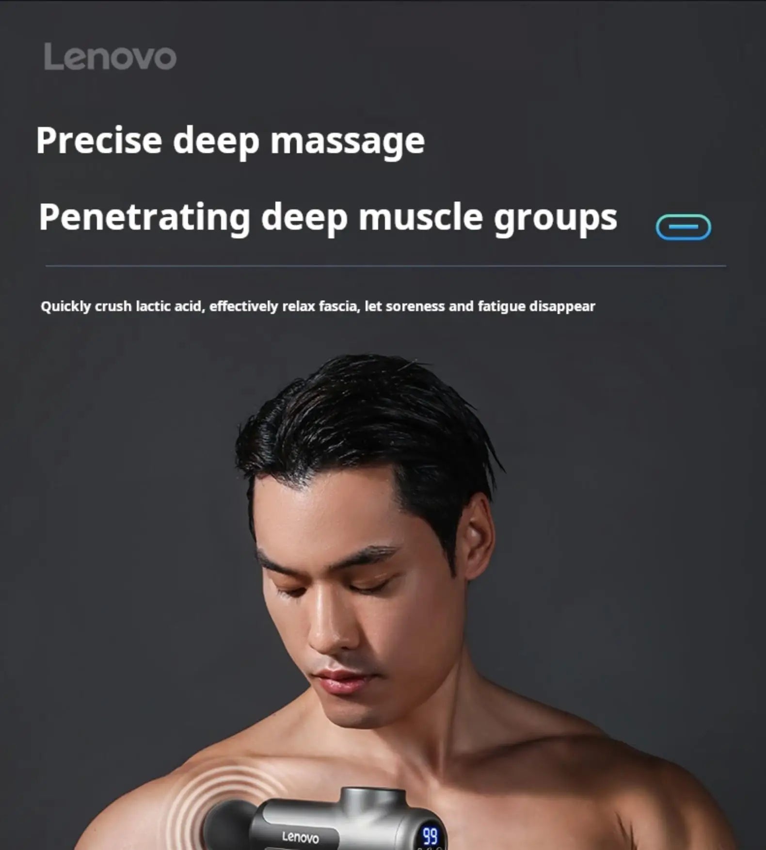 Lenovo Brand Fascia Gun Deeply Relieves Muscle Soreness Fitness and Relaxation Equipment LED Touch Screen 8Massage Head Gifts