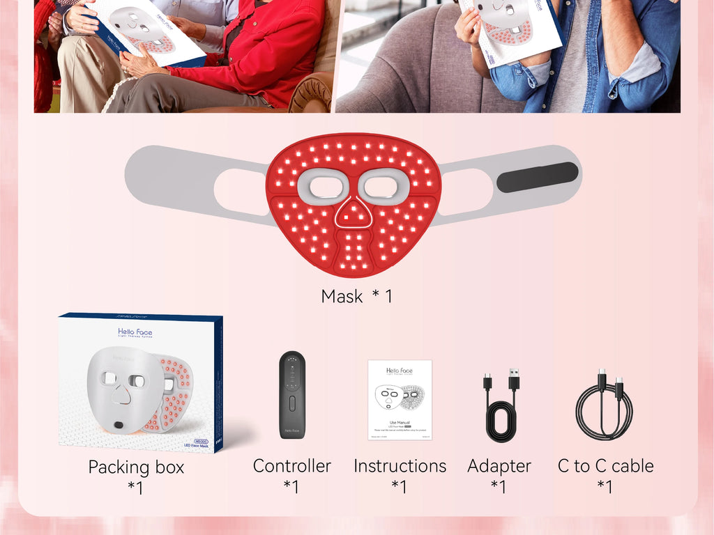 Red Light Therapy for Face Wireless Face Mask Light Therapy 850nm Infrared & Red Light Masks 3000mAh Rechargeable ,3D Facial Fit
