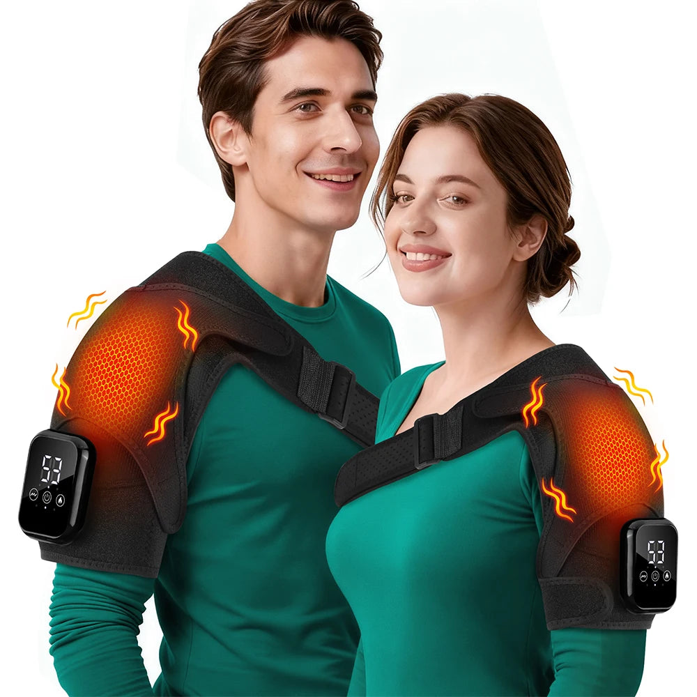 Electric Heating Shoulder Massager Vibration Massage Shoulder Steamer Brace Support Belt Knee Shoulder Muscle Relaxer Heated Pad