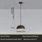 Classical Ceramic Pendant Light Coffee Shop Light Shop Lighting Tea Room Bar Table Lamp Retro LED Wooden Small Chandelier