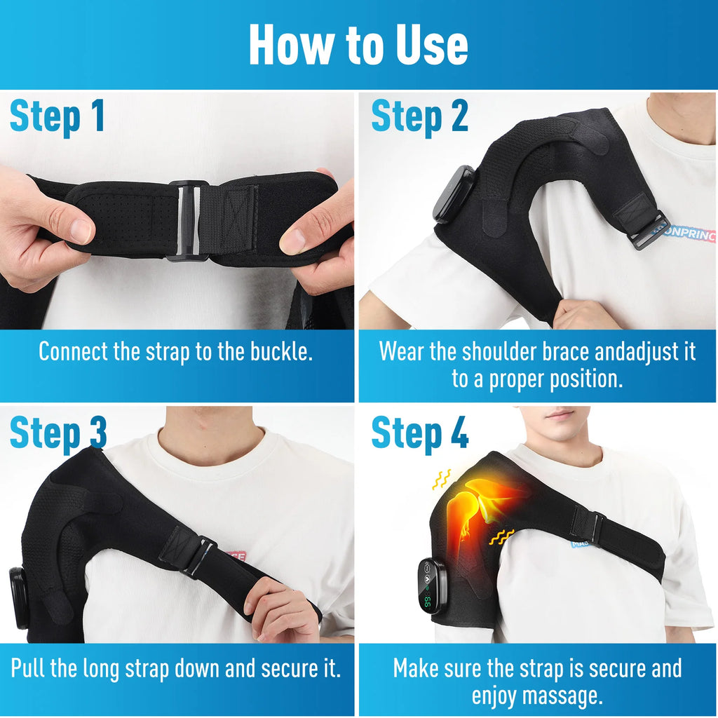 Electric Heating Shoulder Massager Vibration Massage Shoulder Steamer Brace Support Belt Knee Shoulder Muscle Relaxer Heated Pad