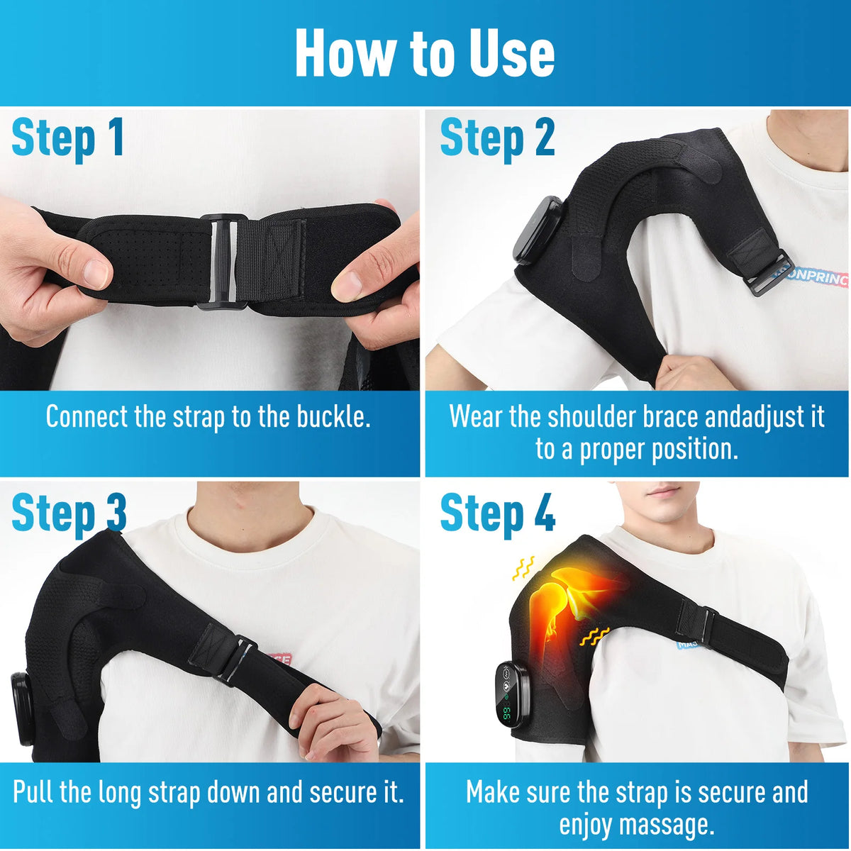 Electric Heating Shoulder Massager Vibration Massage Shoulder Steamer Brace Support Belt Knee Shoulder Muscle Relaxer Heated Pad