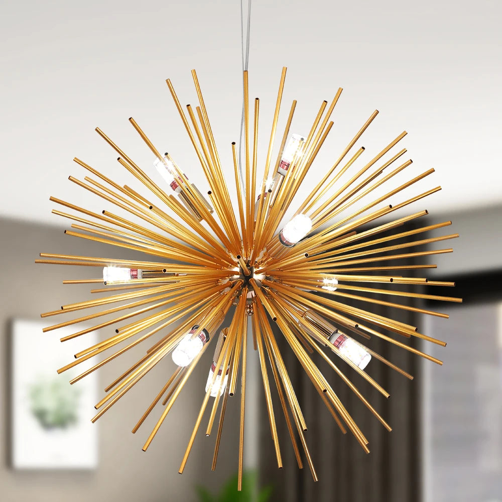 Led Firework Gold Chandelier Modern Pendant Light Ceiling Lamp Dining Room Kitchen Island Nordic Luminaire Home Decor Fixture