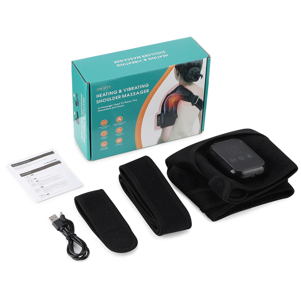 Electric Heating Shoulder Massager Vibration Massage Shoulder Steamer Brace Support Belt Knee Shoulder Muscle Relaxer Heated Pad