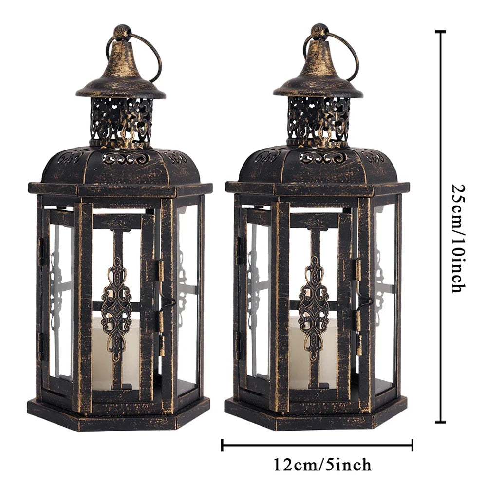 Vintage Nordic Candle Holder Lanterns Metal Hanging Lantern Iron Lantern Decorative Lanterns Home Decor Wedding Room Decoration
