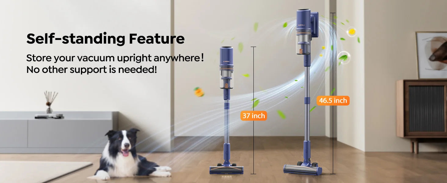Laresar V11 NEW 650W 75000PA Ultra-Strong Cordless Vacuum Cleaner,90 Min Long Runtime,Removable Battery & Smart Display Vacuum