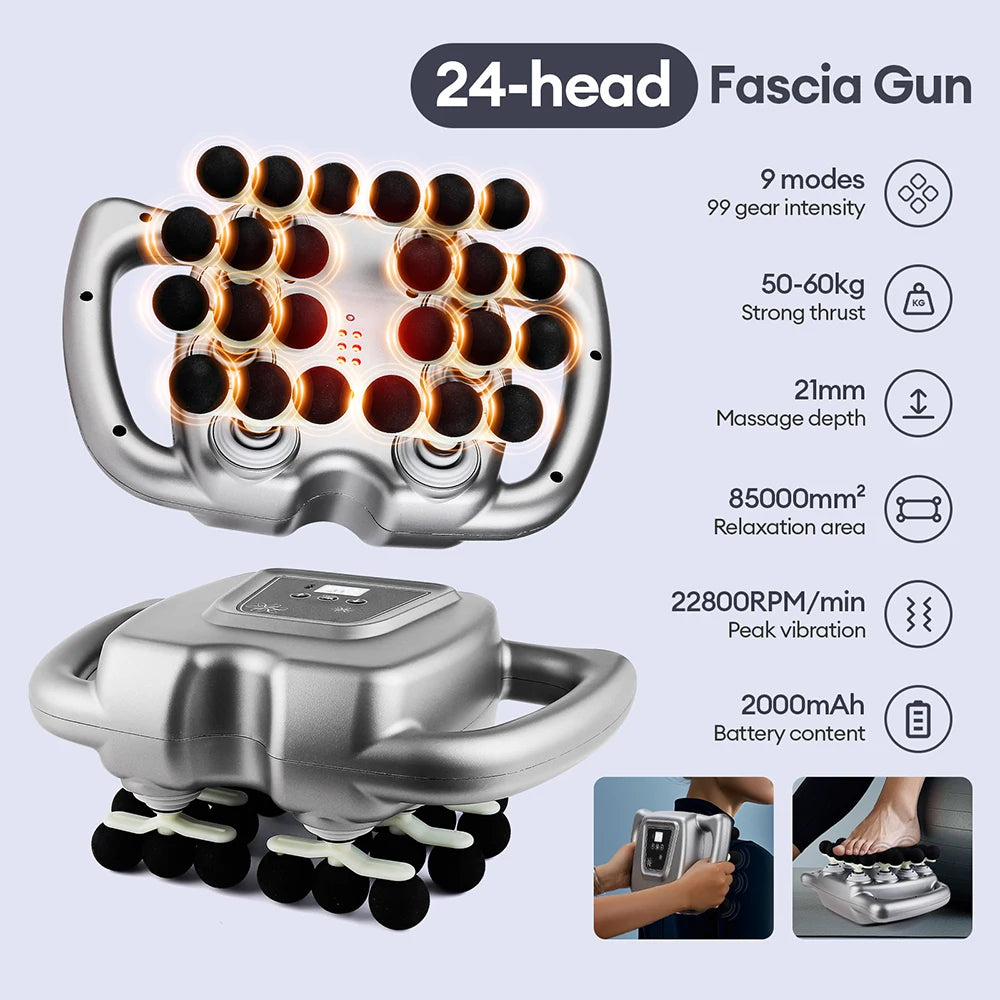 16-Head Fascia Gun High-Frequency Vibration Body Massage Gun Back and Waist Massager Neck Shoulder Massager Muscle masajeador
