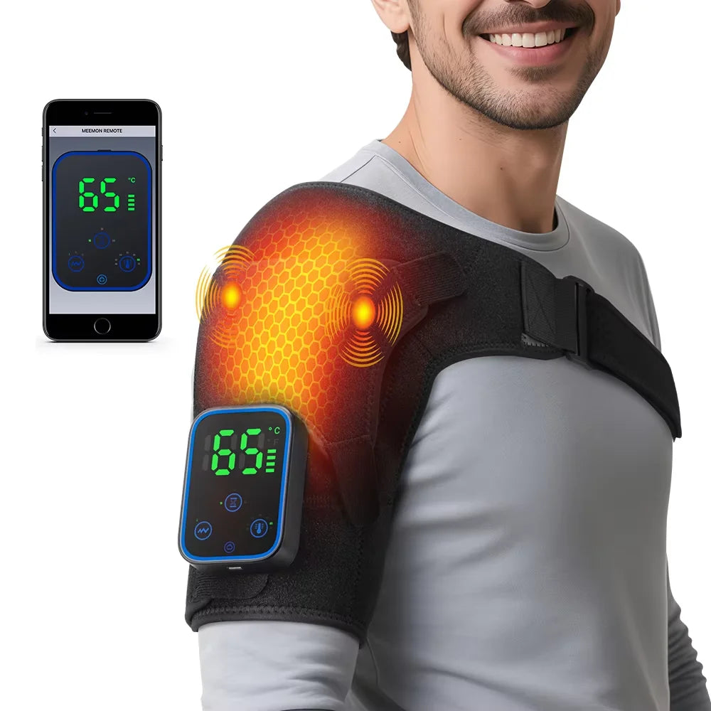 Electric Heating Shoulder Massager Vibration Massage Shoulder Steamer Brace Support Belt Knee Shoulder Muscle Relaxer Heated Pad