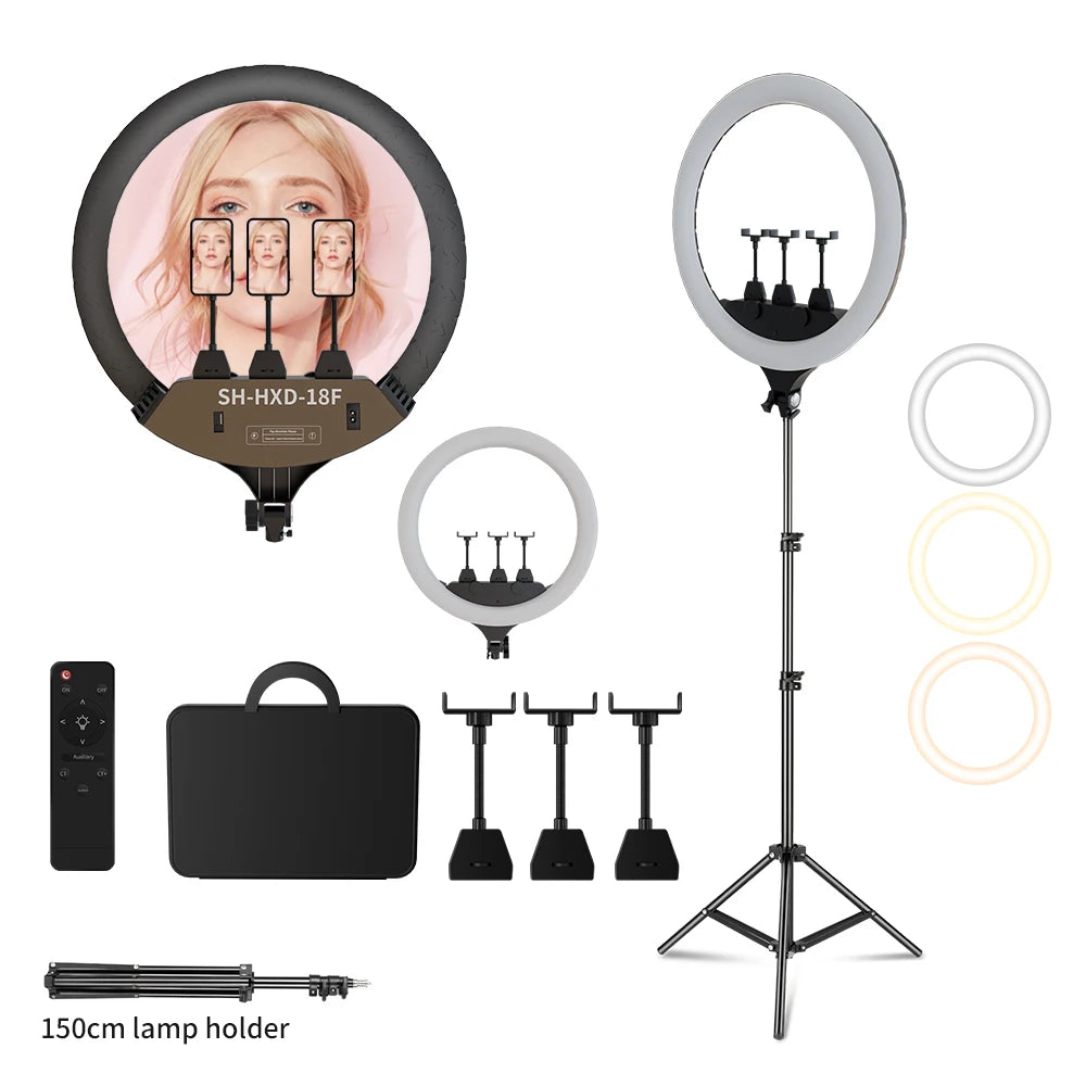 SH Upgrade 18inch Ring Light  Selfie LED Video Lamp With Tripod Stand Phone Clip For YouTube Live Light Photo Photography Studio