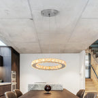 Modern Led  Pendant Light Luxury Crystal Rings Dimmable Chandelier Hanging Lustre Ceiling Lamp Living Dining Room Decor Fixture
