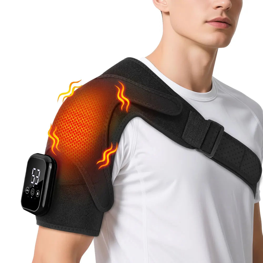 Electric Heating Shoulder Massager Vibration Massage Shoulder Steamer Brace Support Belt Knee Shoulder Muscle Relaxer Heated Pad