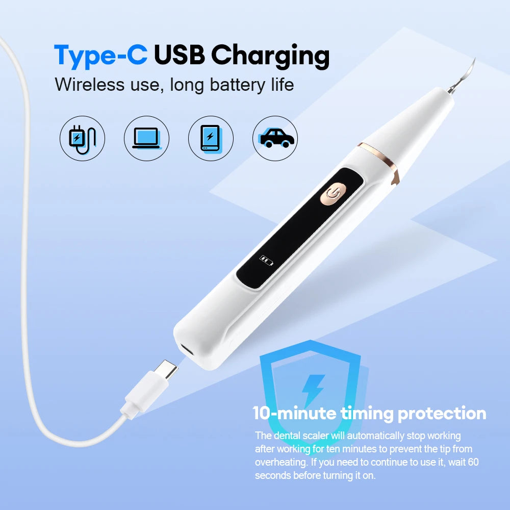 Electric Ultrasonic Teeth Tartar Cleaner Dental Scaler Tool for Oral Care Teeth Whitening Stain & Plaque Removal