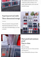 6 Pack Transparent shoe box shoes organizers thickened foldable Dustproof storage box Stackable combined shoe cabinet Sale