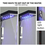 KEMAIDI Shower Panel Bathroom Shower Tower w/ LED Rainfall Waterfall Shower Head Body Massage Jet Shower Tub Spout Shower Column