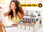 OPHIR Wood Paint Rack with Marker Pen Storage Rack Artist Supply Paint Rack Stand for Miniature Model Paint Acrylic Paint MG062