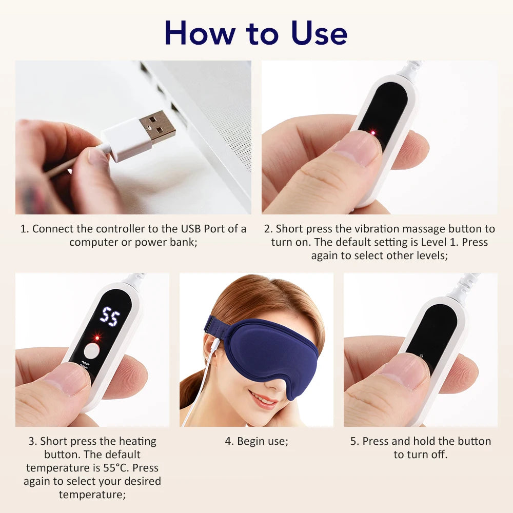 Electric Eye Massager Hot Compress Stress Relief Heating Vibration Massage Connect Music Relax Foldable Eye Care Smart Glasses