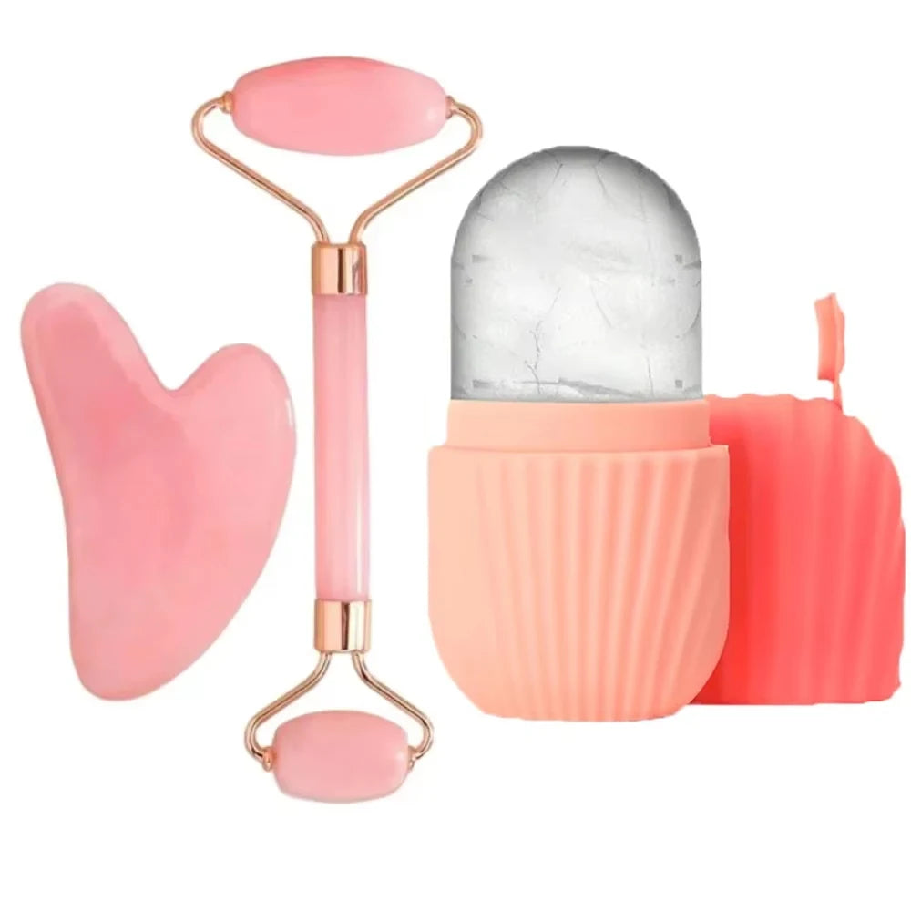 3Pcs Face Massager Kit Ice Face Roller Gua Sha Board Facial Massage Roller  Face Lifting Contouring Tools Beauty Skin Care Tools