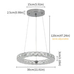 Modern Led  Pendant Light Luxury Crystal Rings Dimmable Chandelier Hanging Lustre Ceiling Lamp Living Dining Room Decor Fixture