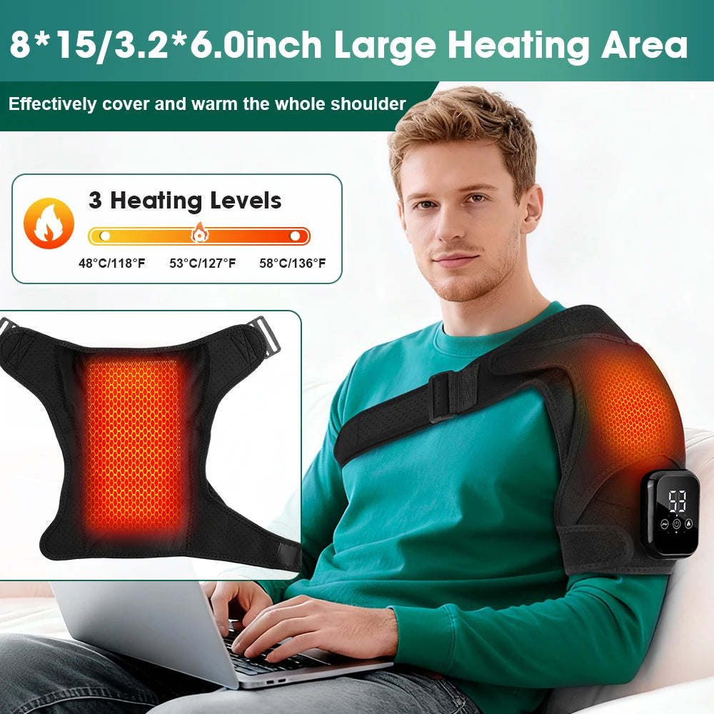 Electric Heating Shoulder Massager Vibration Massage Shoulder Steamer Brace Support Belt Knee Shoulder Muscle Relaxer Heated Pad