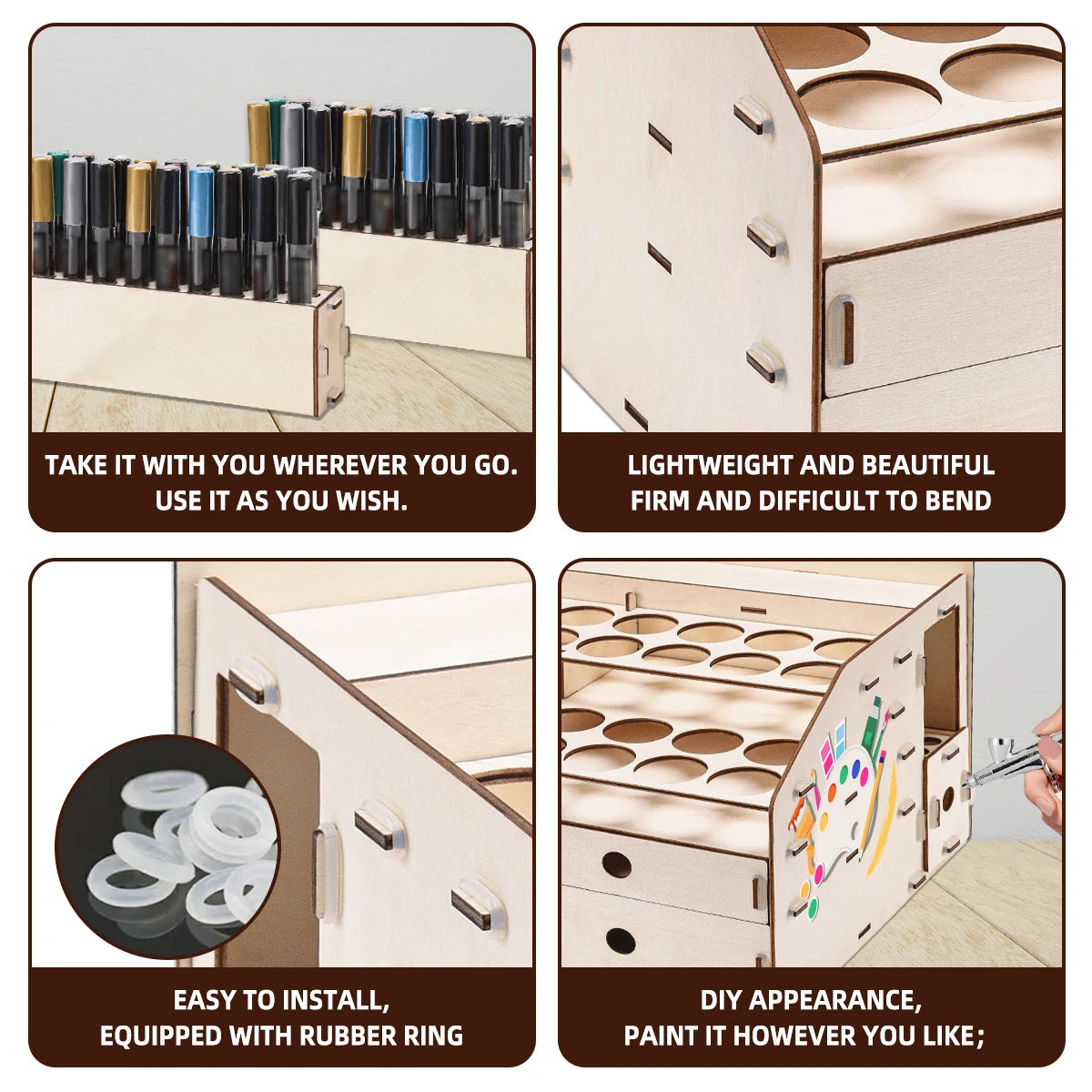 OPHIR Wood Paint Rack with Marker Pen Storage Rack Artist Supply Paint Rack Stand for Miniature Model Paint Acrylic Paint MG062