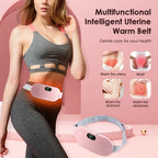 Electric Period Cramp Relief Massager Vibrating Heating Pad for Menstrual Pain Waist Stomach Abdominal Warm Palace Belt