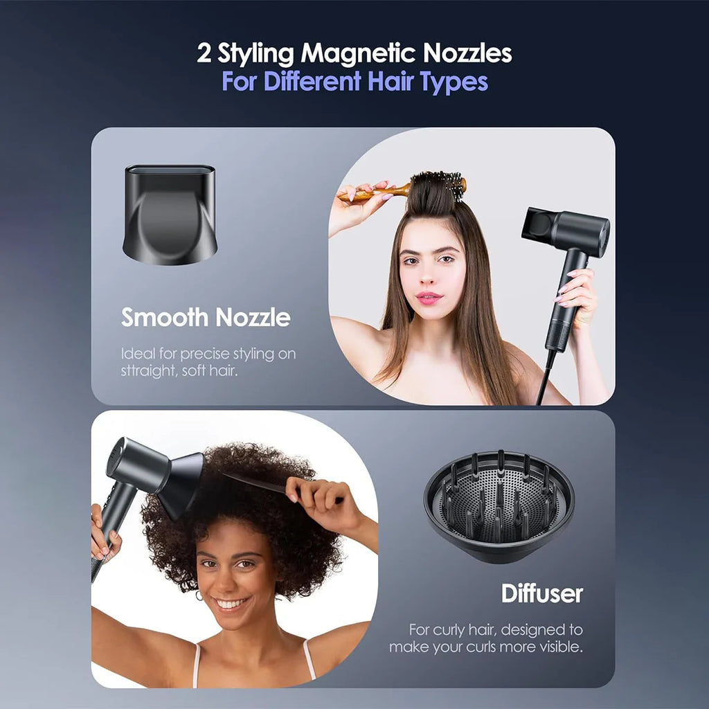 BOPCAL Electric Hair Dryer 120000RPM Brushless Negative Ions Blow Dryer 1500W Super Powerful Wind Lownoise Profession Salon HairDryer