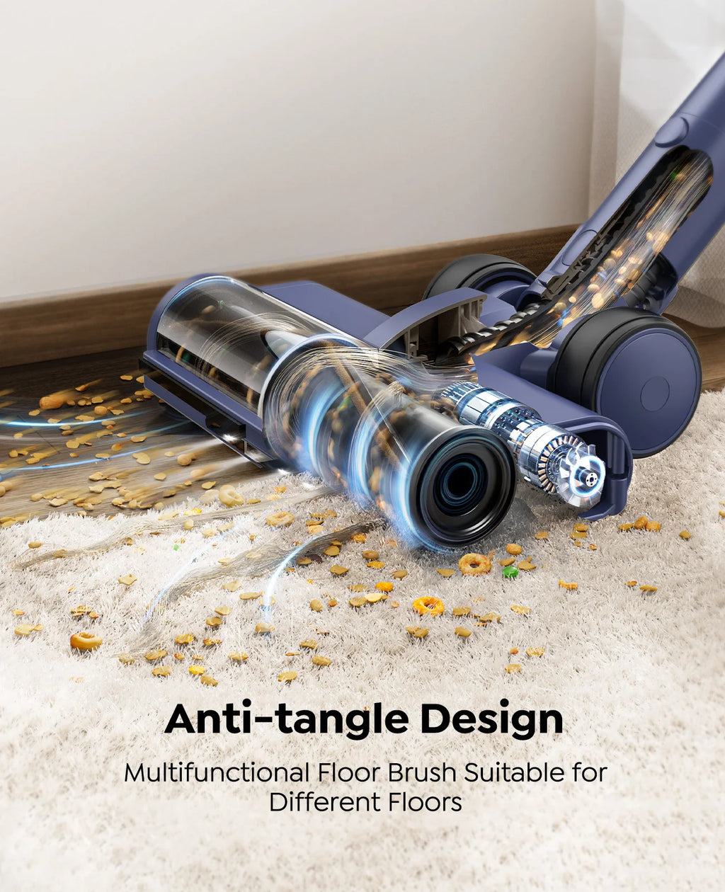 Laresar V11 NEW 650W 75000PA Ultra-Strong Cordless Vacuum Cleaner,90 Min Long Runtime,Removable Battery & Smart Display Vacuum