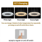 Modern Led  Pendant Light Luxury Crystal Rings Dimmable Chandelier Hanging Lustre Ceiling Lamp Living Dining Room Decor Fixture