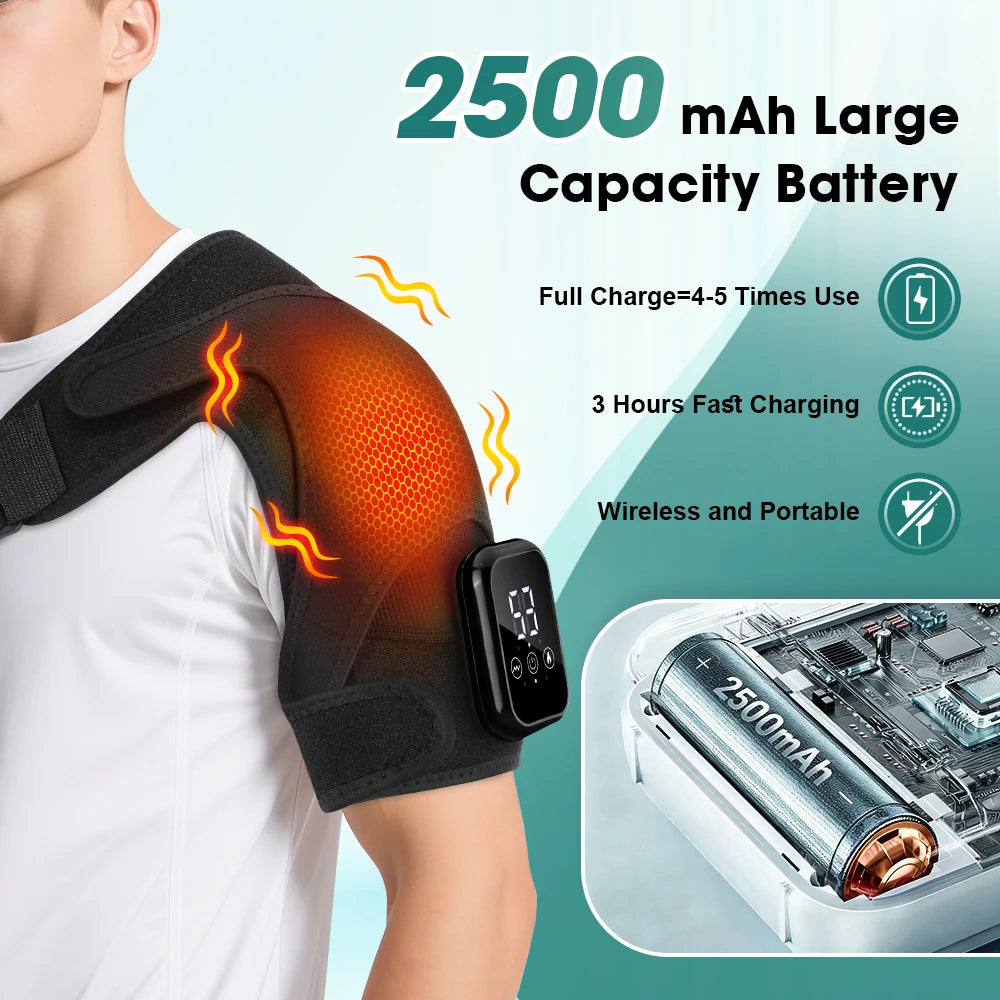 Electric Heating Shoulder Massager Vibration Massage Shoulder Steamer Brace Support Belt Knee Shoulder Muscle Relaxer Heated Pad