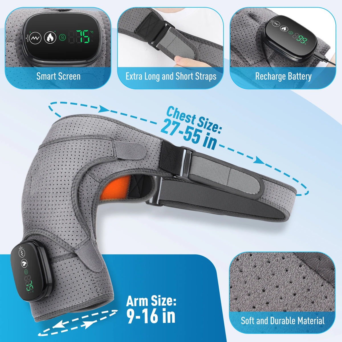 Electric Heating Shoulder Massager Vibration Massage Shoulder Steamer Brace Support Belt Knee Shoulder Muscle Relaxer Heated Pad