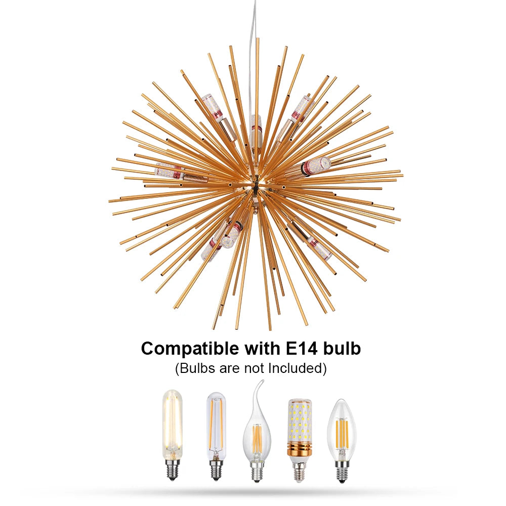 Led Firework Gold Chandelier Modern Pendant Light Ceiling Lamp Dining Room Kitchen Island Nordic Luminaire Home Decor Fixture