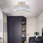 Modern Crystal Ceiling Light Flush Mount Ceiling Chandeliers Lamp LED Bedroom Corridor Entrance Lighting Fixtures E27 Gold Black