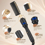 2 In1 Hot Comb Hair Straightener Electric Heating Comb Fast Heating Portable Travel Anti-Scald Beard Straightener Press Comb ﻿