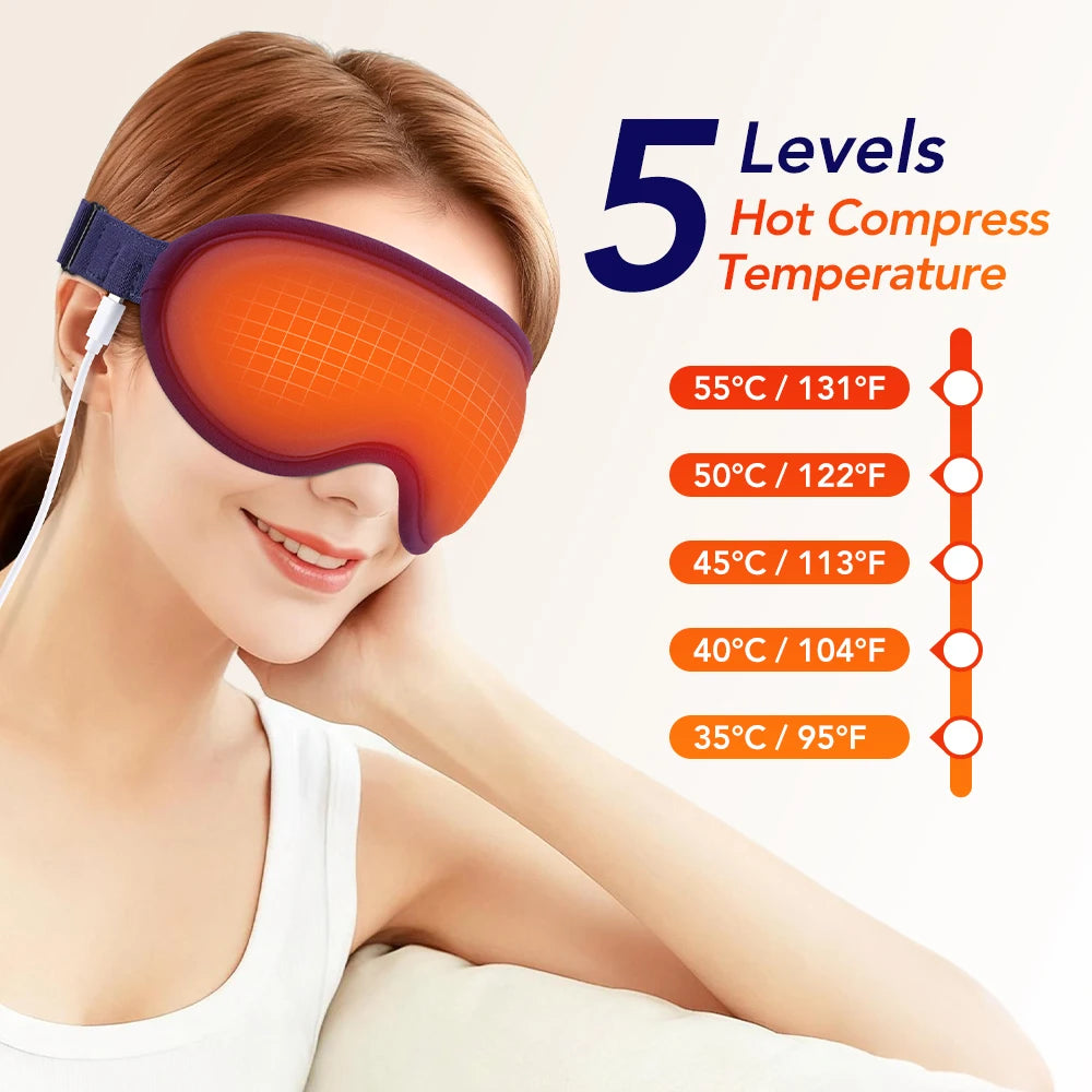 Electric Eye Massager Hot Compress Stress Relief Heating Vibration Massage Connect Music Relax Foldable Eye Care Smart Glasses