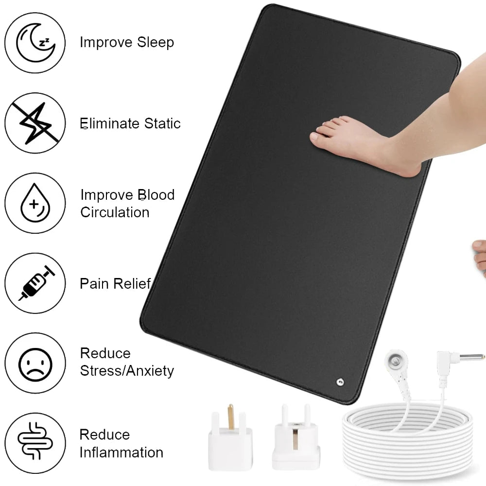 5 Sizes Large Earthing Mat Grounding Pad for Pain Relief Better Sleep Reduced Anxiety Body Massager Earth Connected Wellness