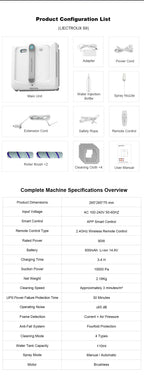 2026 Robot Window Vacuum Cleaner Liectroux S9,2 Roller Brusher,6-Way Water Spray,10000PA Suction,Home Wall Glass Cleaning Robot