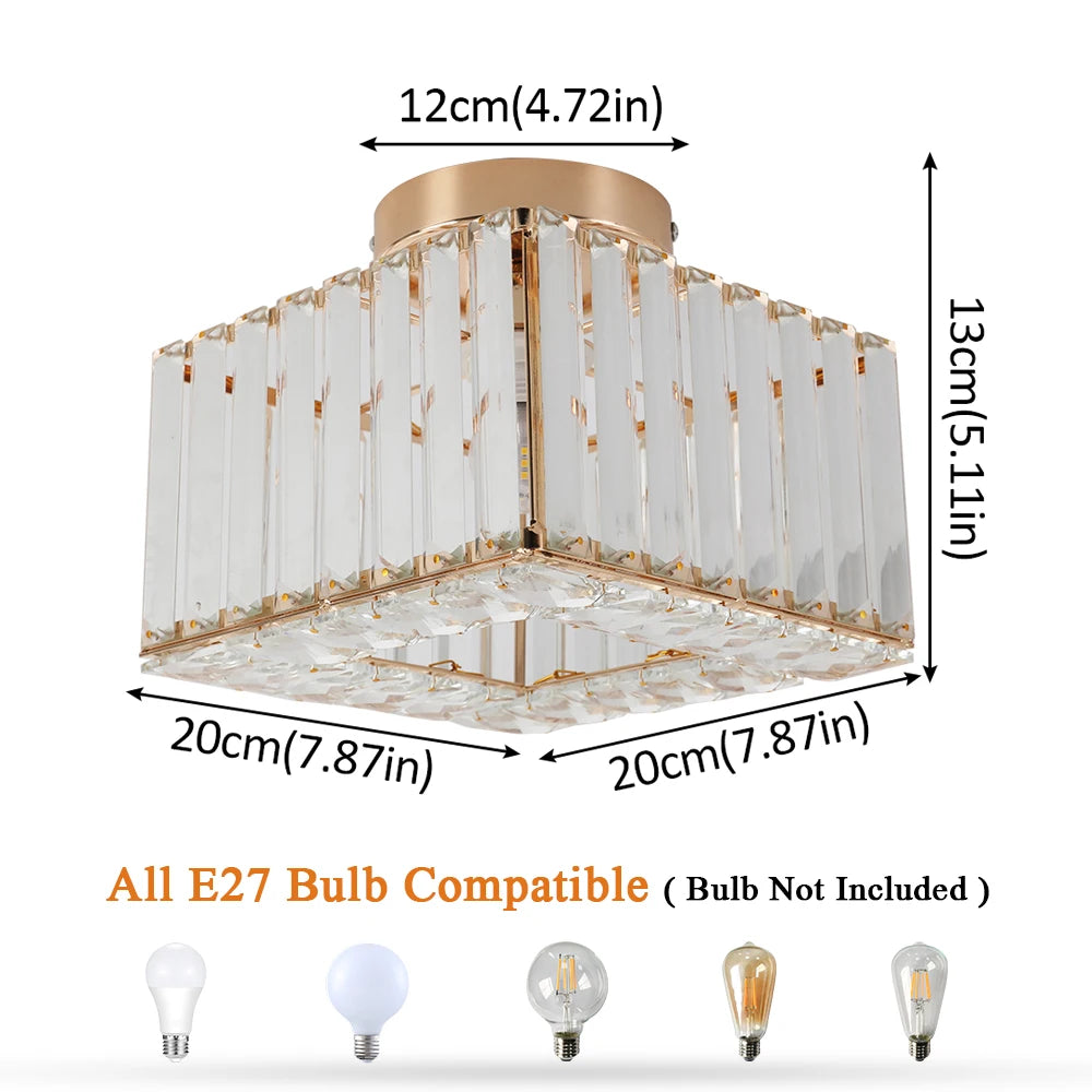 Modern Crystal Ceiling Light Flush Mount Ceiling Chandeliers Lamp LED Bedroom Corridor Entrance Lighting Fixtures E27 Gold Black