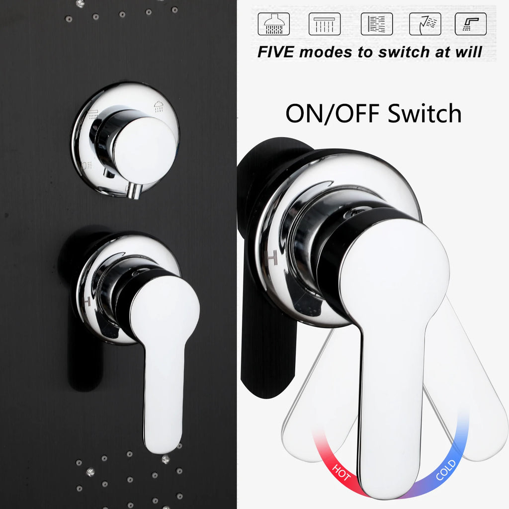 KEMAIDI Shower Panel Bathroom Shower Tower w/ LED Rainfall Waterfall Shower Head Body Massage Jet Shower Tub Spout Shower Column