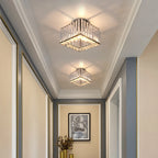 Modern Crystal Ceiling Light Flush Mount Ceiling Chandeliers Lamp LED Bedroom Corridor Entrance Lighting Fixtures E27 Gold Black