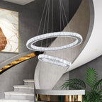 Modern Led  Pendant Light Luxury Crystal Rings Dimmable Chandelier Hanging Lustre Ceiling Lamp Living Dining Room Decor Fixture